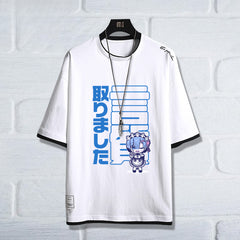 Casual Anime Pattern Print Loose T-shirt