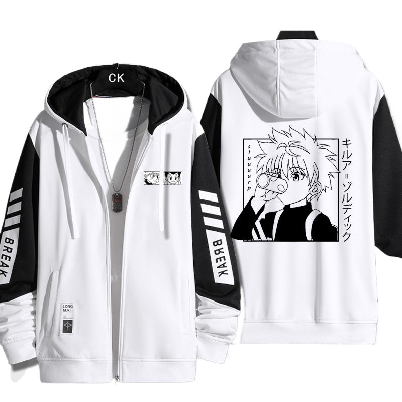 Unisex Anime Graphic Zipper Hooded Jacket