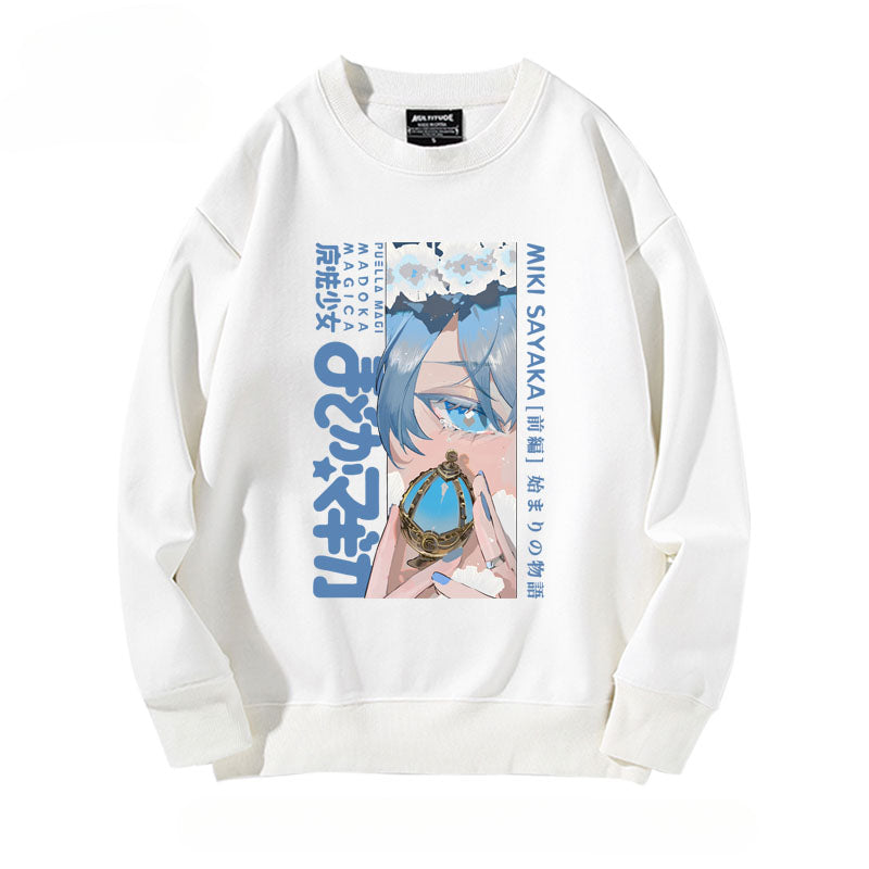 Girls' Anime Printed Crew Neck Sweatshirt