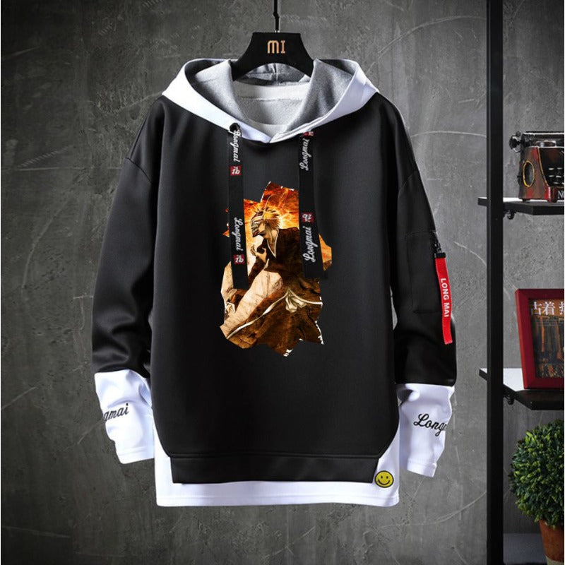 Trendy Men's Anime Loose Pullover Hoodie