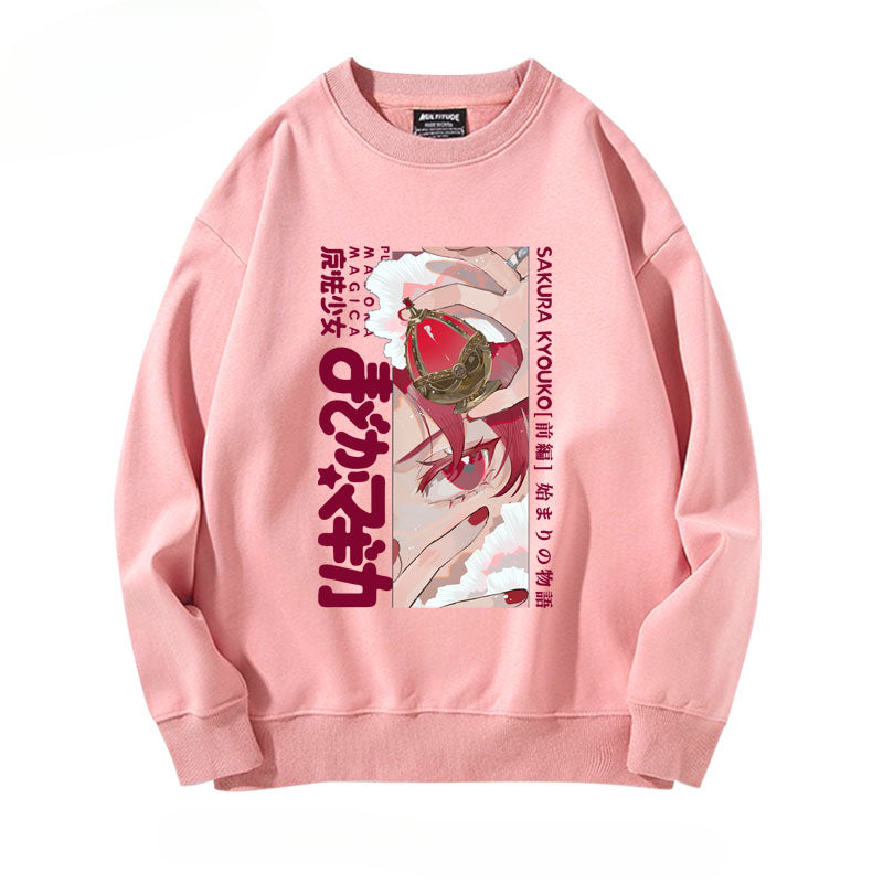 Girls' Anime Printed Crew Neck Sweatshirt