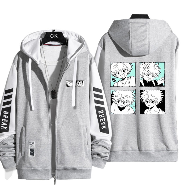 Unisex Anime Graphic Zipper Hooded Jacket