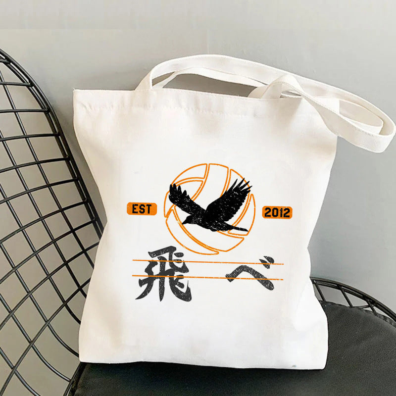 Trendy Anime Printed Canvas Shoulder Tote Bag