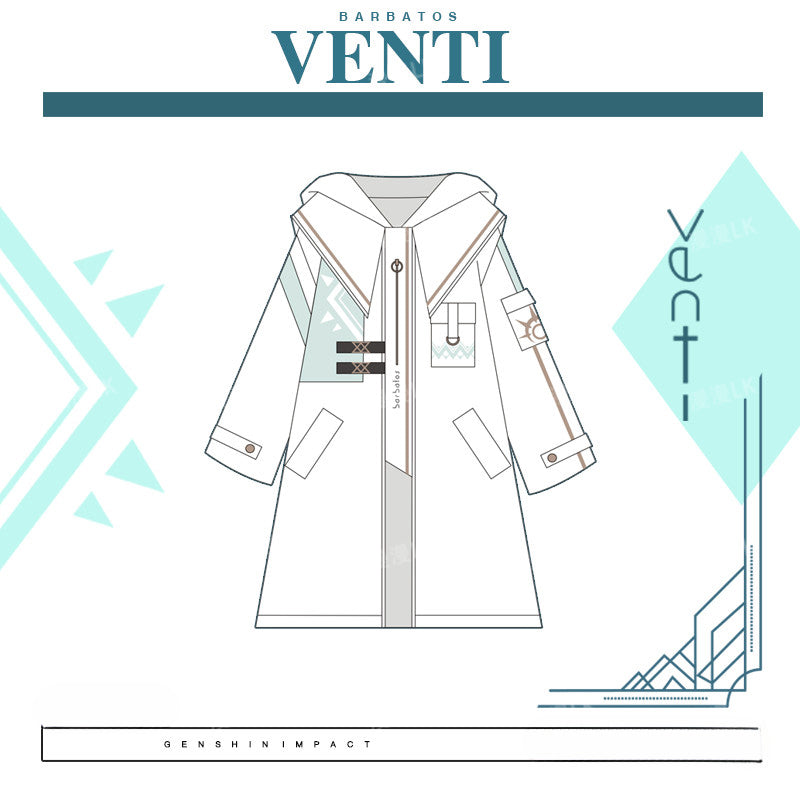 Chic Women's Venti Cosplay Trench Coat Pants