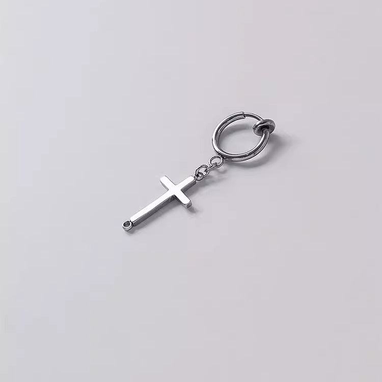 Versatile Heeseung Cross Titanium Steel Earrings