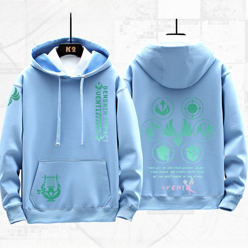 Unisex Game Venti Printed Loose Hoodie