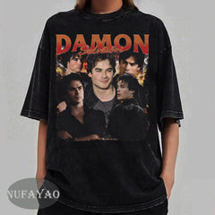 Vintage Damon Salvatore Graphic Washed Tee