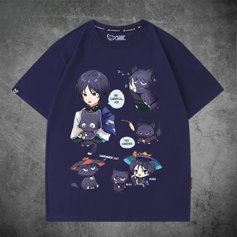 Unisex Game Cat Cotton Short-sleeved T-shirt