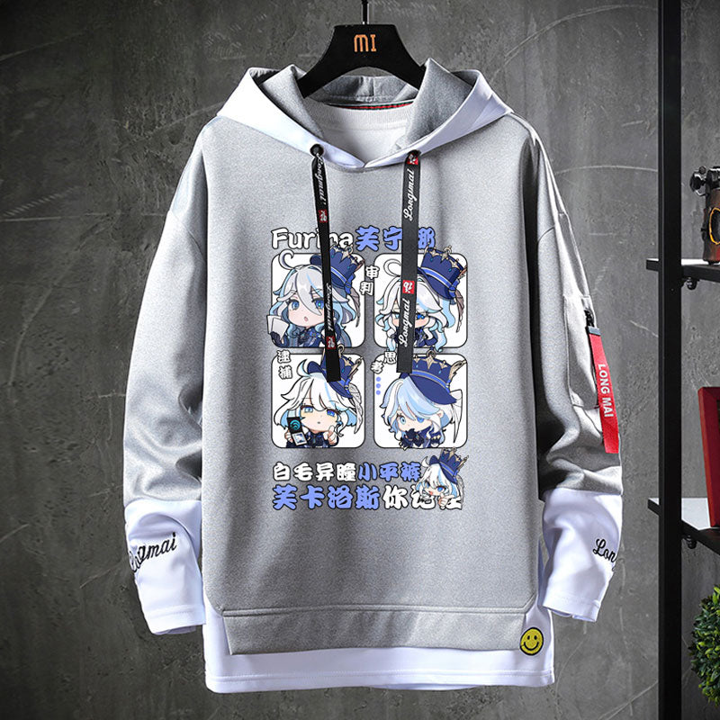 Unisex Game Furina Fake Two-piece Hoodie