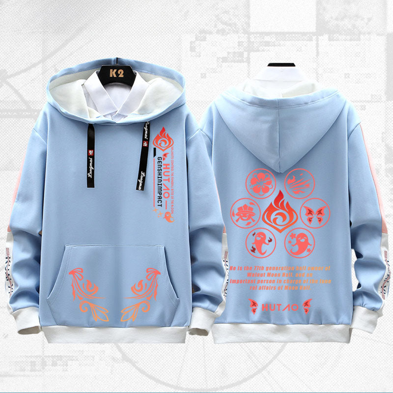 Unisex Game Hutao Graphic Loose Hoodie
