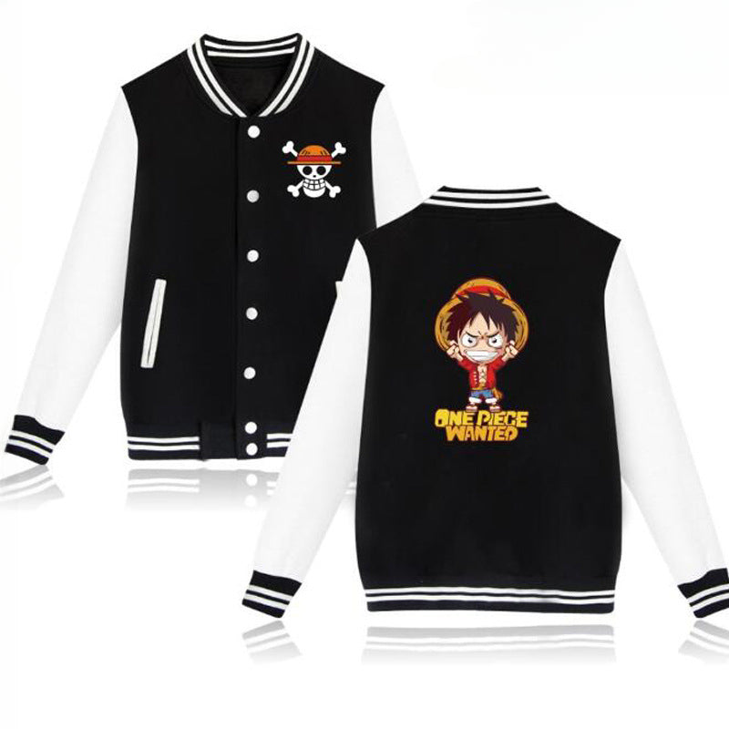 Unisex Trendy Luffy Straw Hat Printed Baseball Jacket