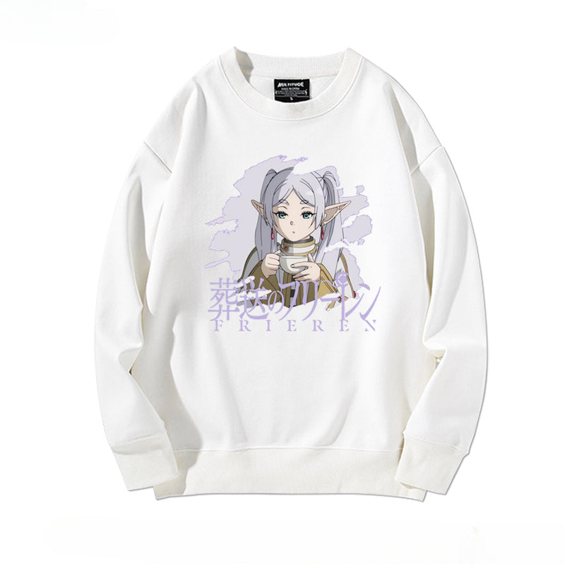 Women's Anime Print Crew Neck Sweatshirt