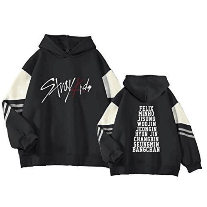 Cute Girls KPOP Color Block Long Sleeved Hoodie