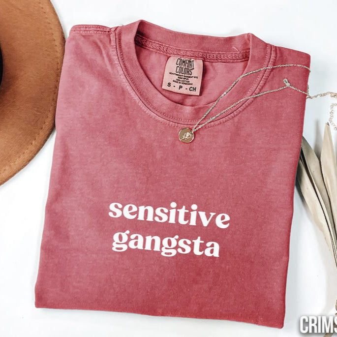 Sensitive Gangsta Quote Washed T-Shirt