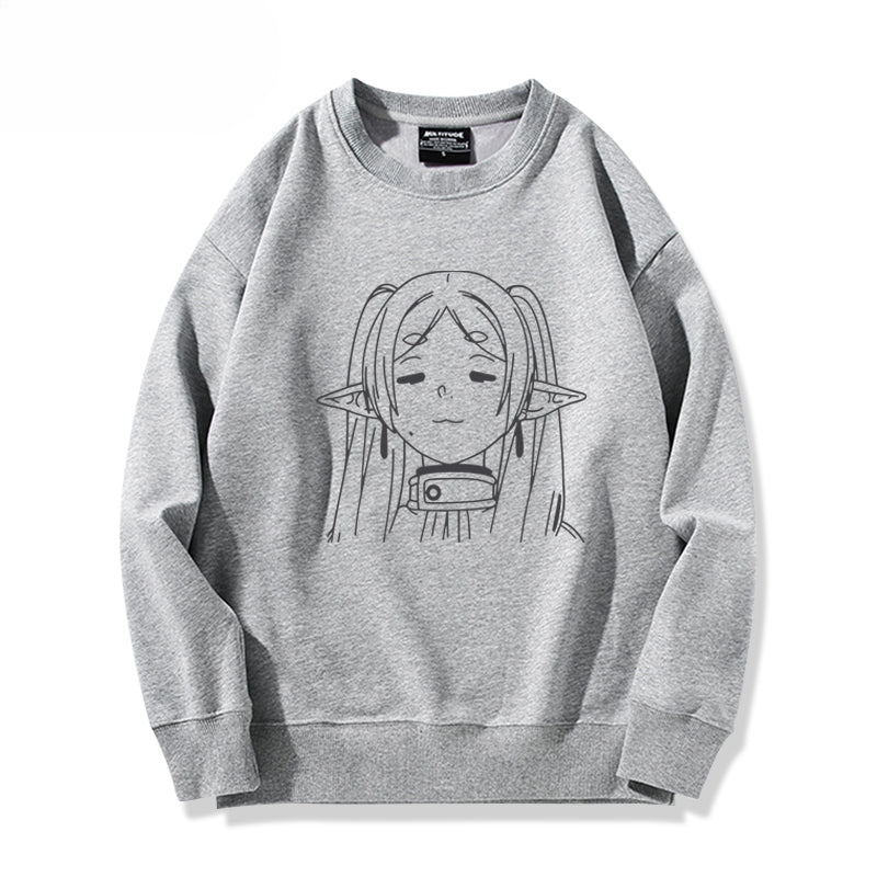 Women's Anime Printed Crew Neck Sweatshirt