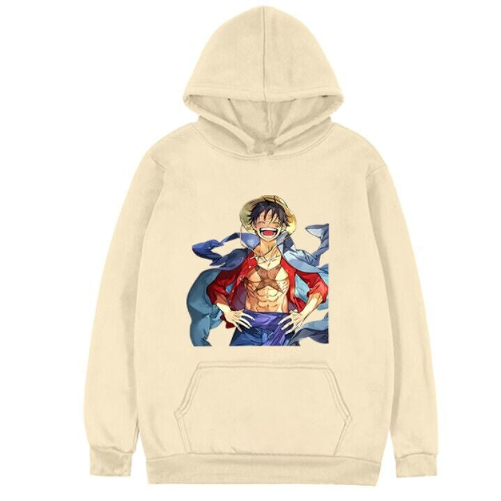 Unisex Casual Luffy Print Loose Hoodie