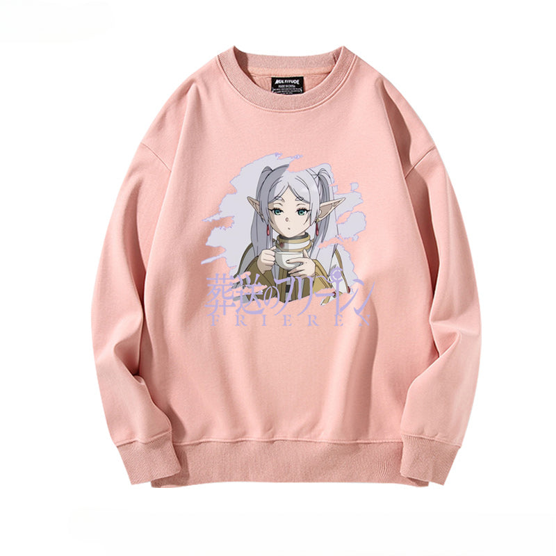 Women's Anime Print Crew Neck Sweatshirt
