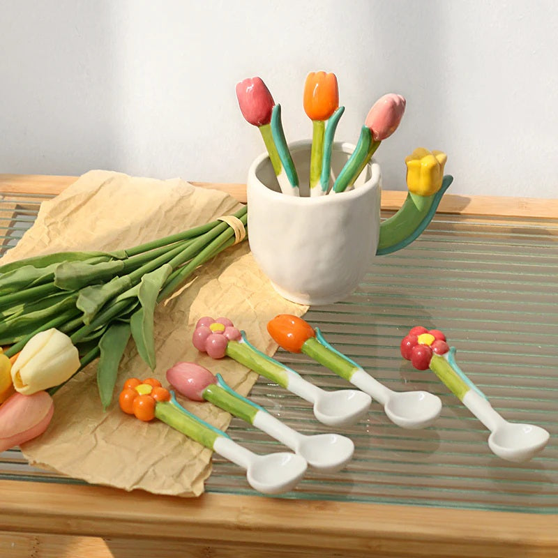 Garden Stirring Tulip & Flower Spoon Set