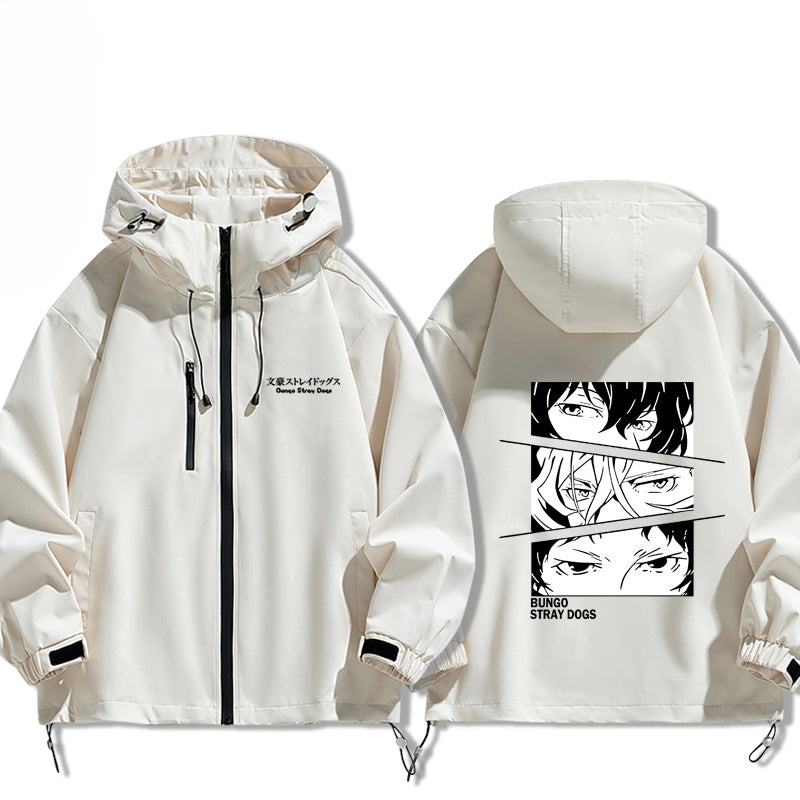 Casual Anime Graphic Print Zipper Hooded Jacket