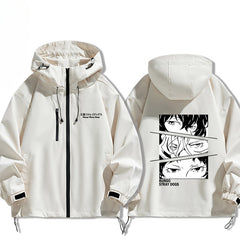 Casual Anime Graphic Print Zipper Hooded Jacket