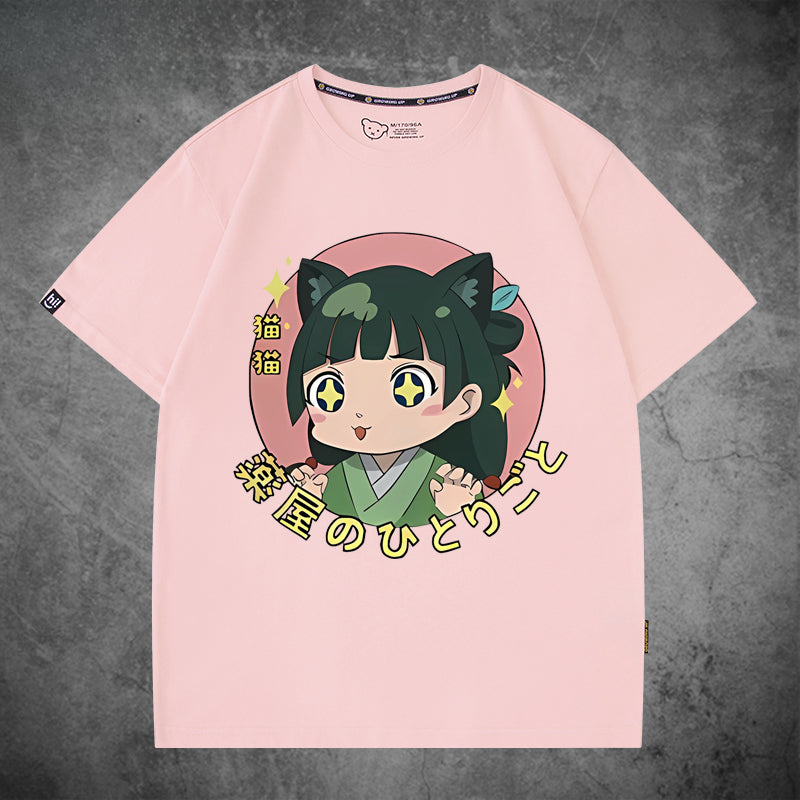 Girl's Anime Pattern Short Sleeve T-Shirt