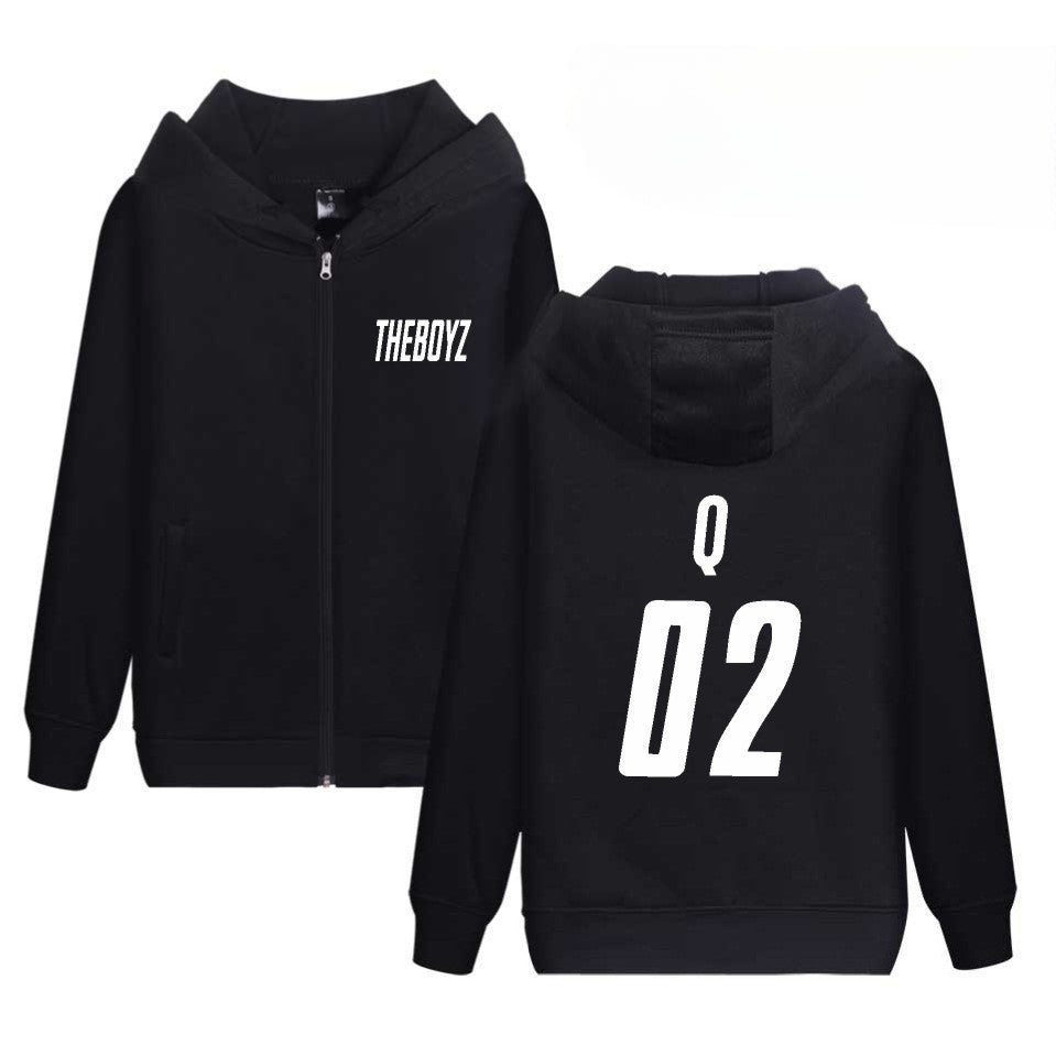 Casual Kpop Letter Black Zipper Hoodie