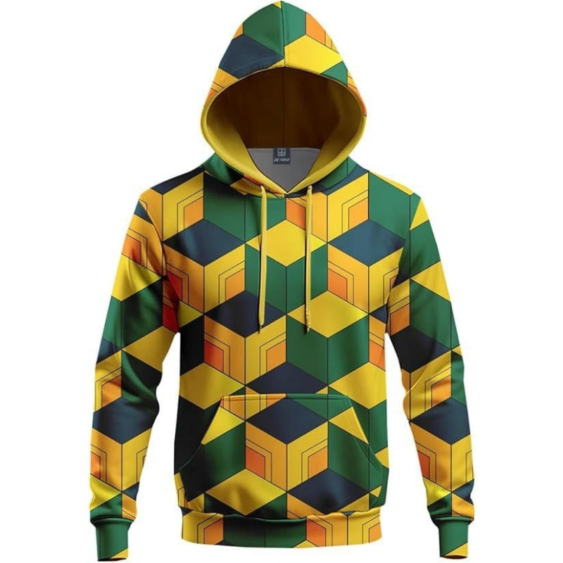 Splicing Pattern Digital Print Hoodie