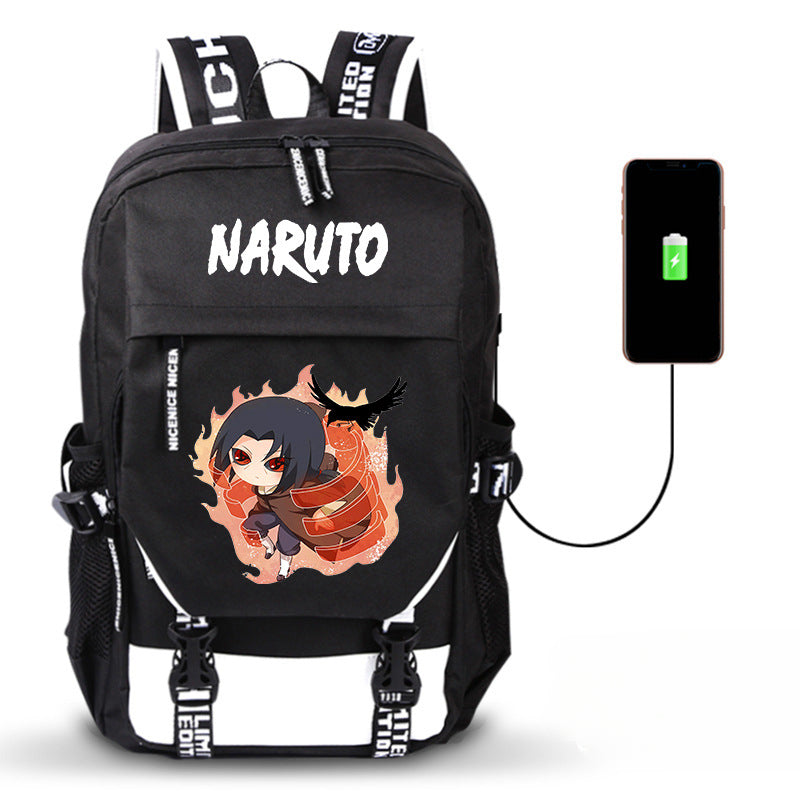 Trendy Anime Pattern Printed Black Backpack