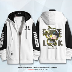 Unisex Anime Print Zipper Loose Hoodie