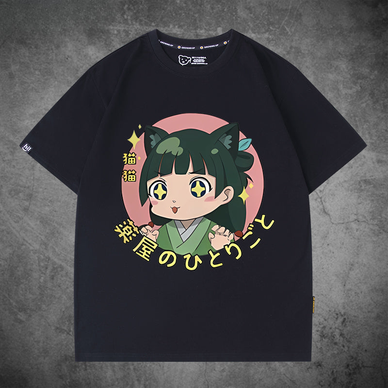 Girl's Anime Pattern Short Sleeve T-Shirt