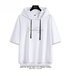 Casual Anime Cos Hooded Short-sleeved Loose Top
