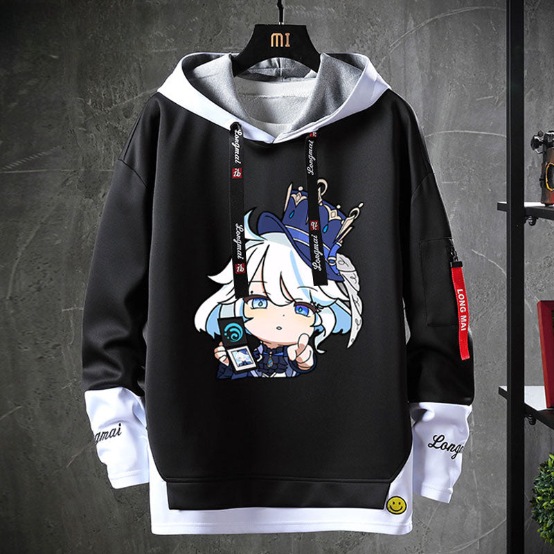 Unisex Game Furina Fake Two-piece Hoodie
