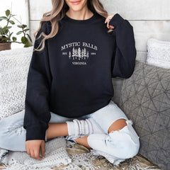 Mystic Falls Virginia Embroidered Sweatshirt Top