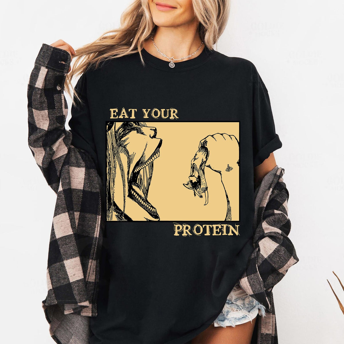 Eat Your Protein Anime Graphic Tee