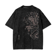 Unisex Anime Graffiti Cotton Washed T-Shirt