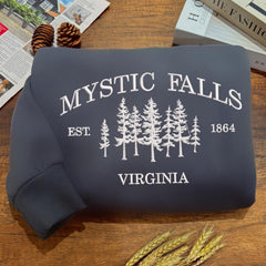 Mystic Falls Virginia Embroidered Sweatshirt Top