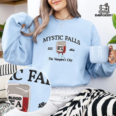 Mystic Falls Inspired Embroidered Sweatshirt