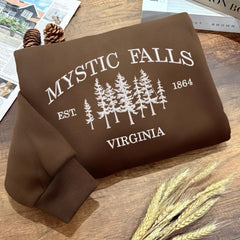 Mystic Falls Virginia Embroidered Sweatshirt Top