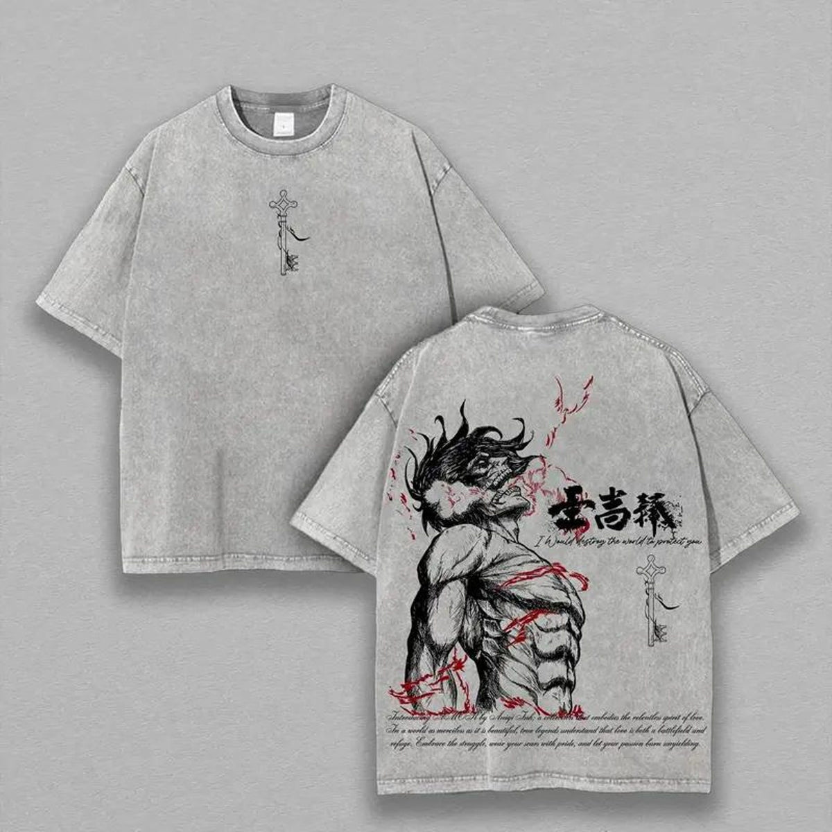 Vintage Anime Graffiti Cotton Washed T-Shirt