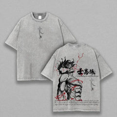 Vintage Anime Graffiti Cotton Washed T-Shirt