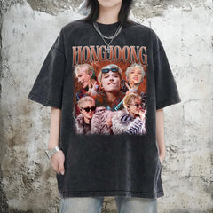 Vintage Hongjoong Graphic Print T-Shirt