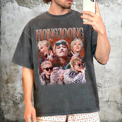 Vintage Hongjoong Graphic Print T-Shirt