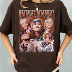 Vintage Hongjoong Graphic Print T-Shirt