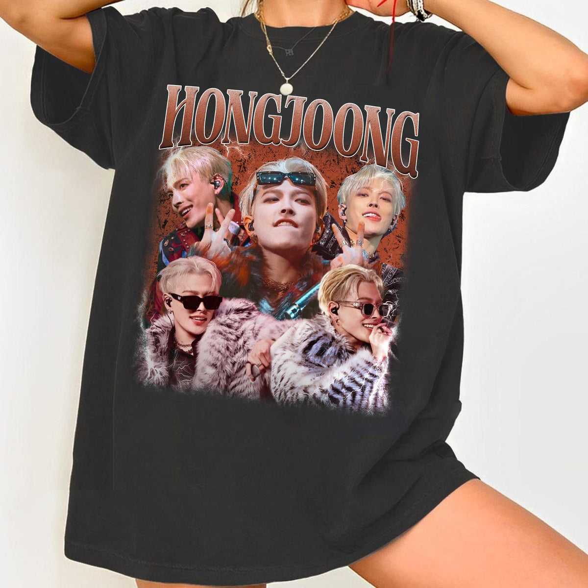 Vintage Hongjoong Graphic Print T-Shirt