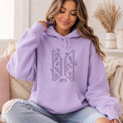 BANGTAN Logo Floral Printed Hoodie Top
