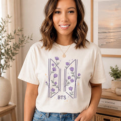 BANGTAN Logo Floral Printed Hoodie Top