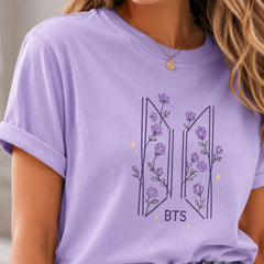 BANGTAN Logo Floral Printed Hoodie Top