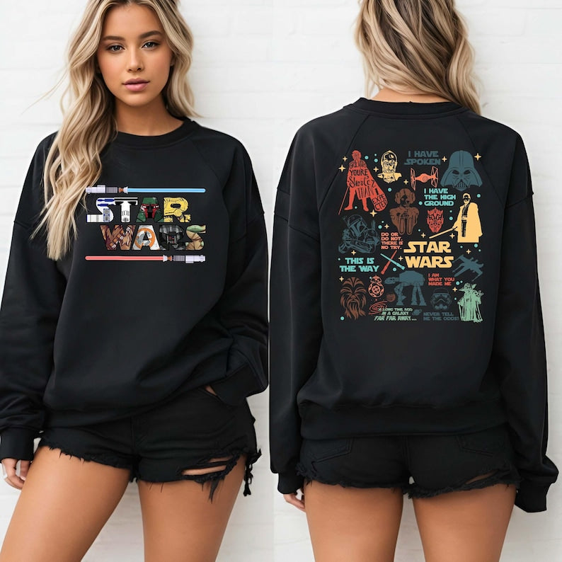 Retro SW Characters Print Sweatshirt