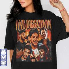 Vintage 1D Print Washed Loose T-Shirt