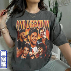 Vintage 1D Print Washed Loose T-Shirt